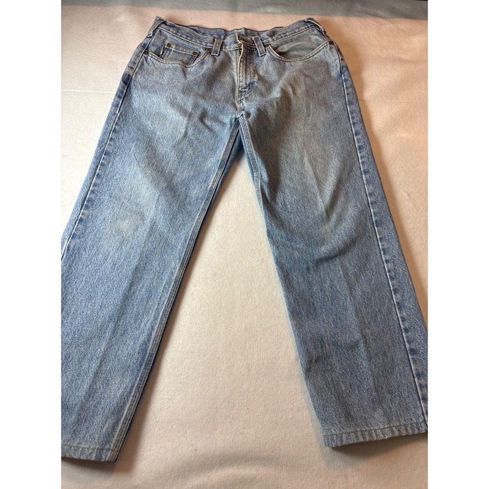 Carhartt Mens Light Blue Denim Jeans Relaxed Fit Size 30W X 25L